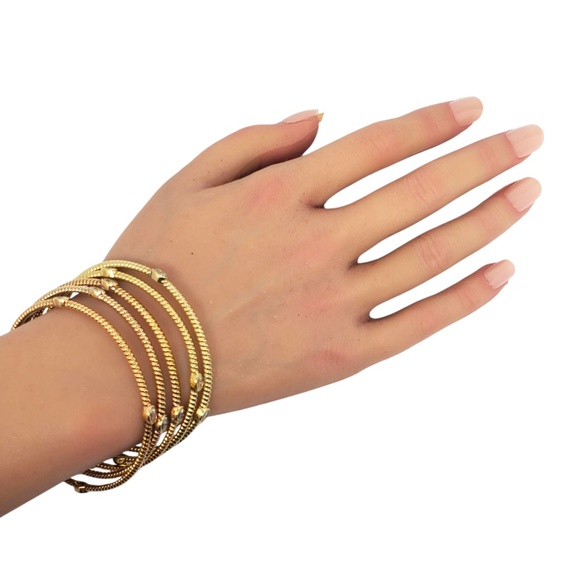 Sterling Silver Gold-Tone Cubic Zirconia Bangle Bracelets Set Of 5 #21290 - Picture 7 of 11